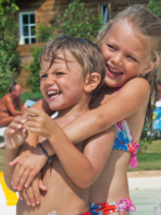 Camping Serignan Plage Herault Zwemmen Kinderen Waterspelen