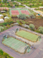 Campingplatz Serignan Plage Herault Jugendliche Multisportplatz Luftaufnahme