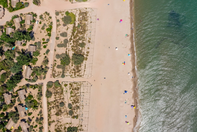 Camping Serignan Plage Herault Strand Van boven af
